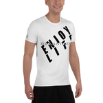 ENJOY LIFE REGARDLESS! Black/White Trim All-Over Print Men's Athletic T-shirt