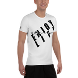 ENJOY LIFE REGARDLESS! Black/White Trim All-Over Print Men's Athletic T-shirt